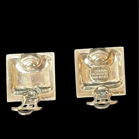 Vintage GIANNI VERSACE Medusa Clip-On Earrings Silver Tone